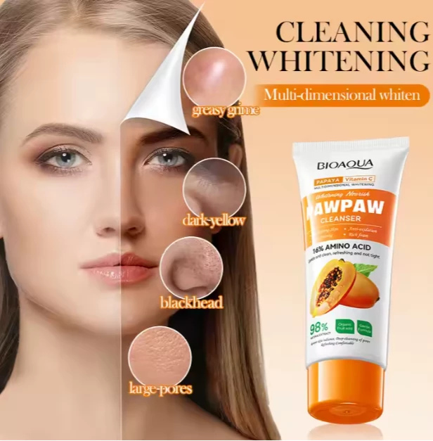 Organic Papaya Vitamin C Facial Cleanser Deep-Cleansing Refreshing Face Wash Acn