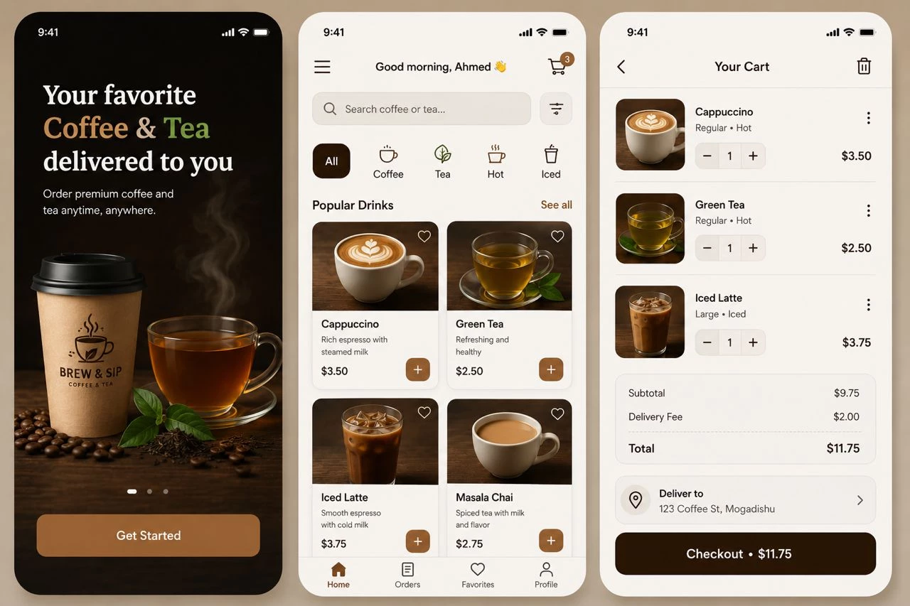 Coffee & Tea Ordering App – Complete Business App